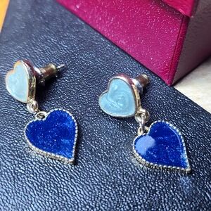 925 Silver Elegant Blue Heart Earrings
